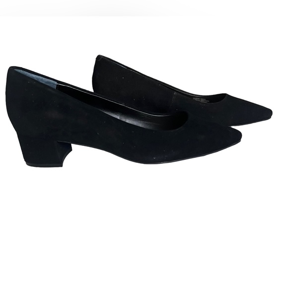 Alfani Cashh Black Suede Step N' Flex Pointed-Toe Low Block Heel Pumps Size 6 - Picture 1 of 5